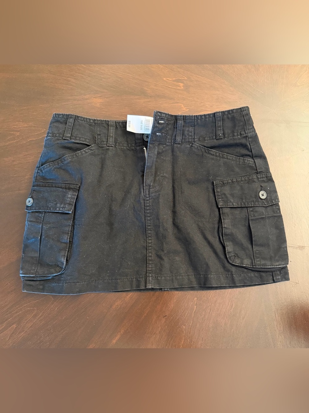 Black Cargo Pocket Mini Skirt